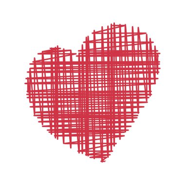 Beyaz bir arka plan üzerinde izole elle çizilmiş Grunge kalp. Vektör kroki tarzı çizim.