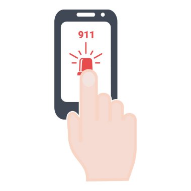 Ambulans, polis, Alarm, acil durum beyaz bir arka plan üzerinde izole 911'i ara. Vektör simge tasarlamak. Benzersiz desen tasarımı için broşürler, Web, basılı materyalleri, logolar