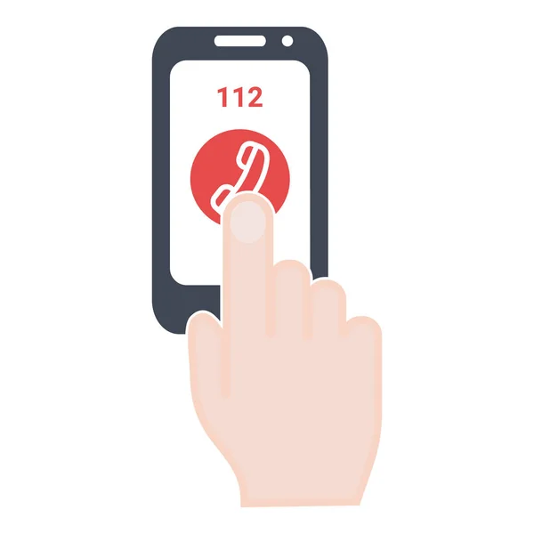 Emergency Concept Emergency Call On The Screen Of Phone. Isolated On A White Background. Vector Icon Illustration. — Stock Vector