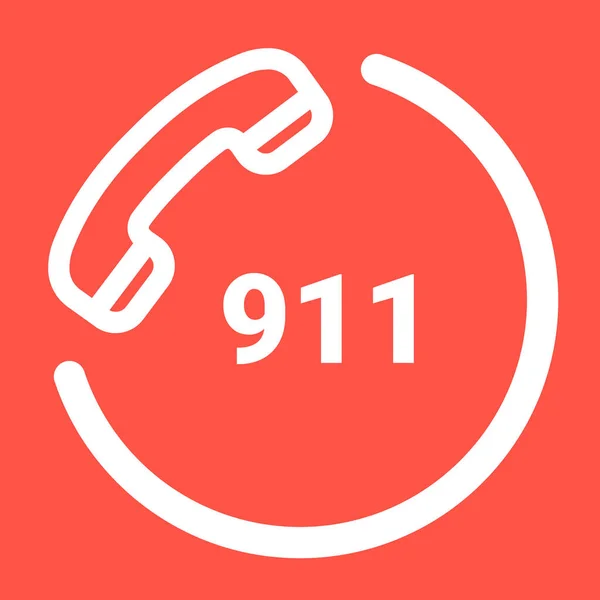 Notrufnummer 911 isoliert auf weißem Hintergrund. Vektor-Symbol-Illustration. — Stockvektor