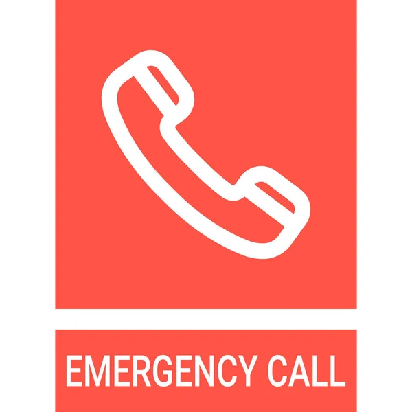 Señal de seguridad - Etiqueta engomada del vector del teléfono de emergencia aislada sobre un fondo blanco. Icono vectorial Ilustración . — Archivo Imágenes Vectoriales