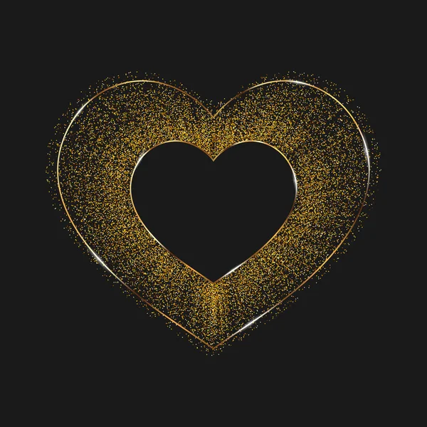 Siyah bir arka plan üzerinde izole altın parlak kalp. — Stok Vektör
