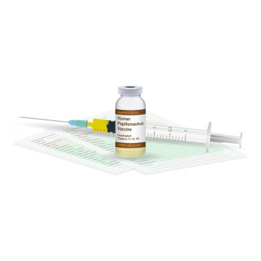 Immunization, Hpv Vaccine Medical Test, Vial And Syringe Ready For Injection A Shot Of Vaccine Isolated On A White Background. Vector Illustration. clipart