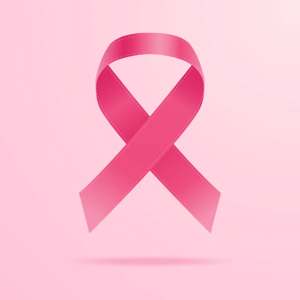 Cinta rosa realista, Símbolo de conciencia del cáncer de mama aislado en un fondo. Ilustración vectorial . — Archivo Imágenes Vectoriales