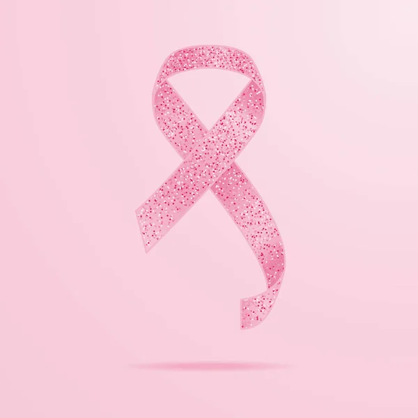 Realistische Pink Ribbon, Breast Cancer Awareness symbool geïsoleerd op een achtergrond. Vectorillustratie. — Stockvector