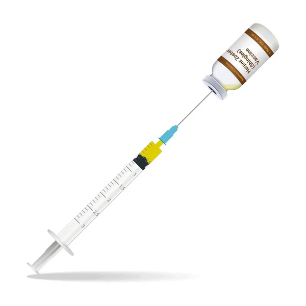 Immunization, Shingles Vaccine Syringe Contain Some Injection And Injection Bottle Isolated On A White Background. Vector Illustration. — Stock Vector