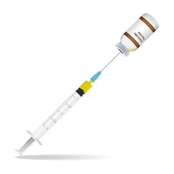 Immunization Varicella Vaccine Syringe Contain Some Injection Injection Bottle Isolated — 图库矢量图片
