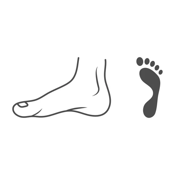 Gesunde Füße. Fußabdruck isoliert auf weißem Hintergrund. Vektorillustration. — Stockvektor