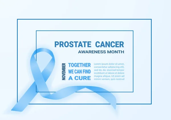 Realistische blauw lint. Symbool van Prostate Cancer Awareness Month In Nowember. Sjabloon voor Poster geïsoleerd op een achtergrond. Vectorillustratie. — Stockvector