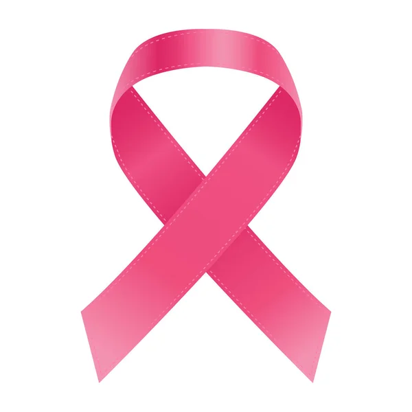 Breast Cancer Awareness Pink Ribbon geïsoleerd op een witte achtergrond. Vectorillustratie. — Stockvector