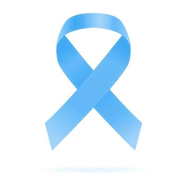 Realistic Blue Ribbon. World Prostate Cancer Day Concept Isolated On A White Background. Vector Illustration. — Stock Vector