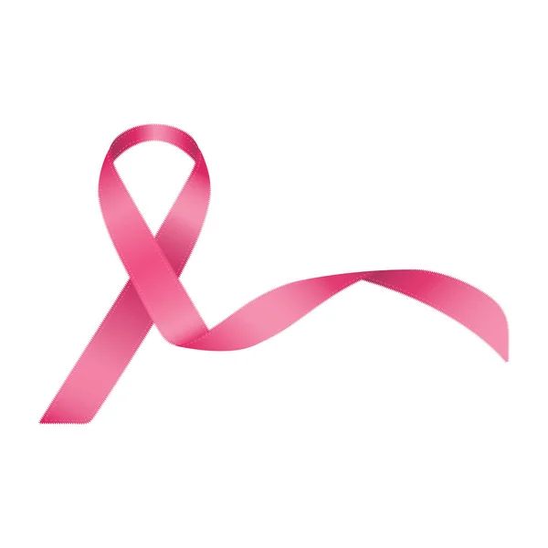 Realistische Pink Ribbon. Wereld borst kanker dag Concept. Vectorillustratie. Vrouwen gezondheidszorg Concept. Bewustzijn lint geïsoleerd op een witte achtergrond. Vectorillustratie. — Stockvector