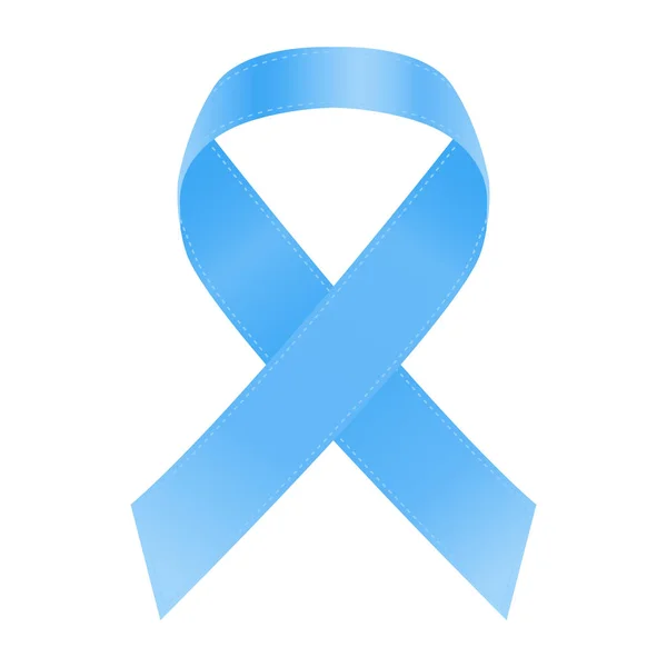 Cinta azul claro como símbolo de la conciencia del cáncer de próstata, la enfermedad de Graves aislada en un fondo blanco. Ilustración vectorial . — Vector de stock