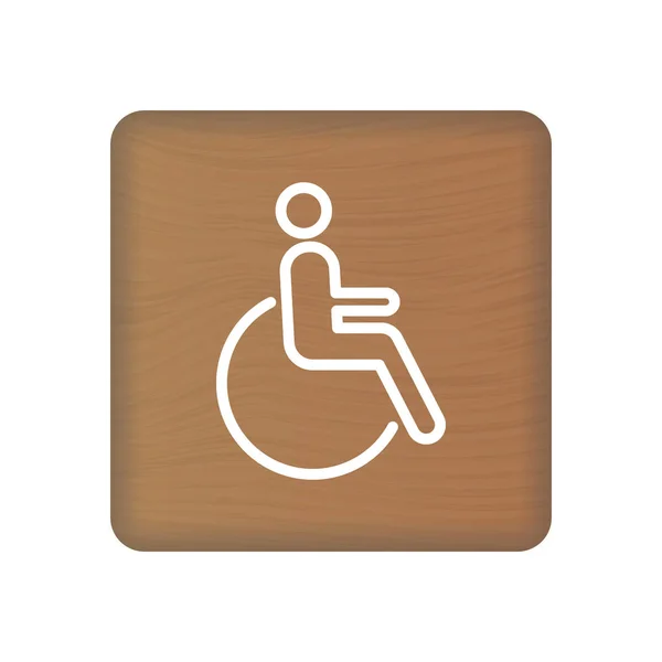 Disabled, Human With Disabilities Icon On Wooden Blocks Isolated On A White Background. Vector Illustration. — Stock Vector