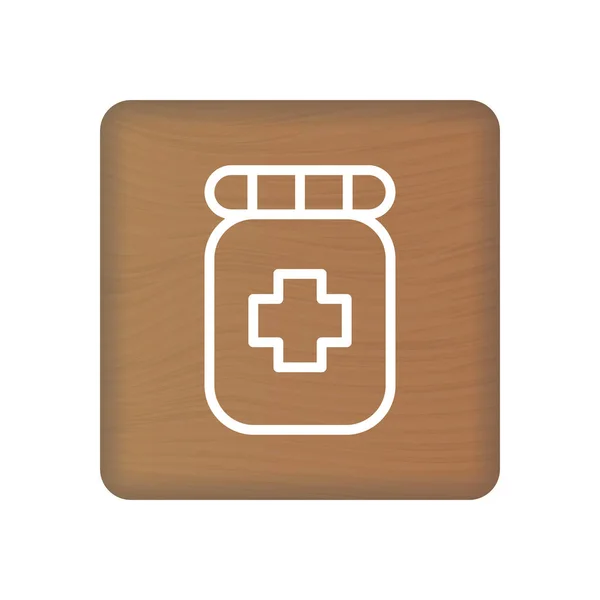 Icono de farmacia en bloques de madera aislados sobre un fondo blanco. Ilustración vectorial . — Vector de stock