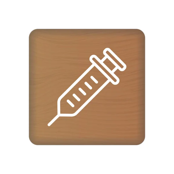 Syringe Icon On Wooden Blocks Isolated On A White Background. Vector Illustration. — Stock Vector