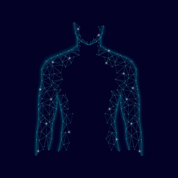 Männer Silhouette 3D Low Poly geometrisches Modell. Zukunftstechnologie polygonale geometrische Drahtgittervektorabbildung — Stockvektor