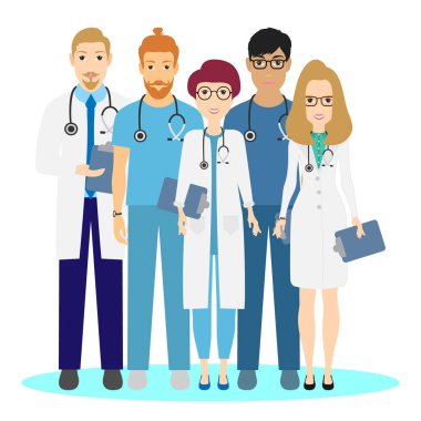 Doktor tıbbi ekip klinik vektör çizim ayarla.