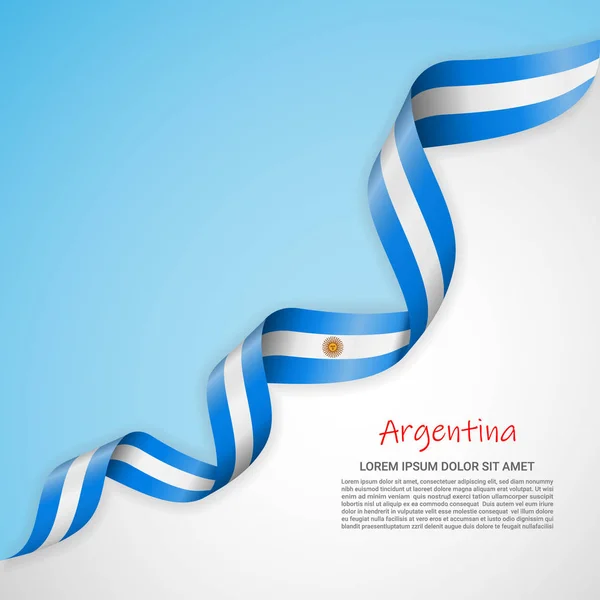 Vector banner in white and blue colors and waving ribbon with flag of Argentina. Template for poster design, brochures, printed materials, logos, independence day. — Stock Vector