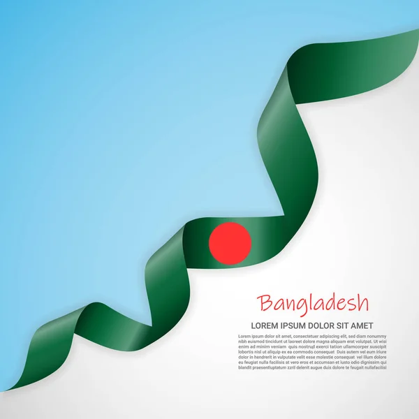 Векторное знамя белого и синего цветов и размахивающая лентой с флагом Бангладеш. Шаблон для оформления плакатов, брошюр, печатных материалов, логотипов, Дня независимости . — стоковый вектор