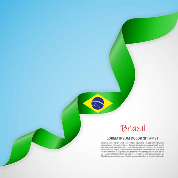 白と青の色でブラジルの旗を振ってリボン ベクトル バナー。ポスター デザイン、パンフレット、印刷物、ロゴ、独立記念日のためのテンプレート. — ストックベクタ