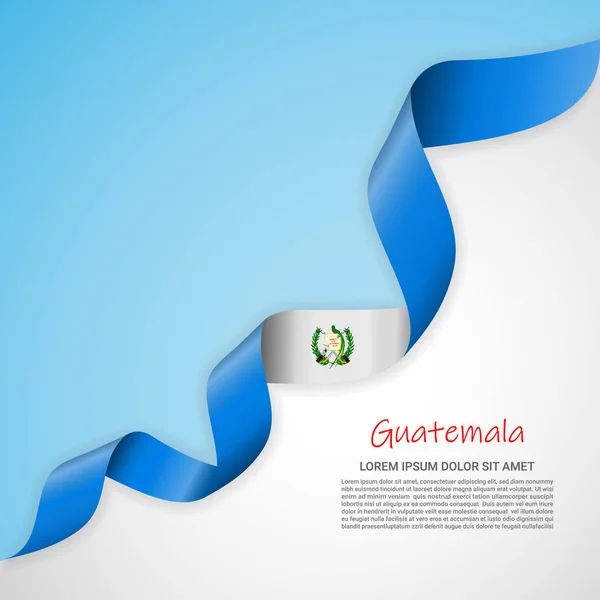 Beyaz ve mavi renkleri ve Guatemala bayrağı sallayarak şerit vektör afiş. Afiş tasarımı, broşür, basılı malzemeler, logolar, Bağımsızlık günü için şablon.