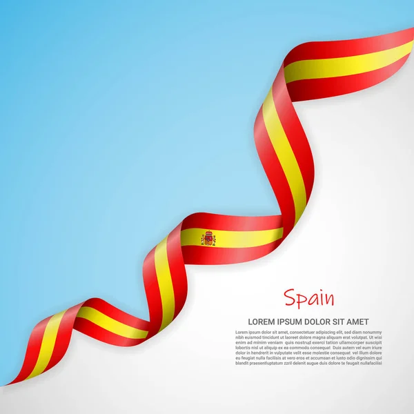 Beyaz ve mavi renkleri ve İspanya bayrağı sallayarak şerit vektör afiş. Afiş tasarımı, broşür, basılı malzemeler, logolar, Bağımsızlık günü için şablon. — Stok Vektör