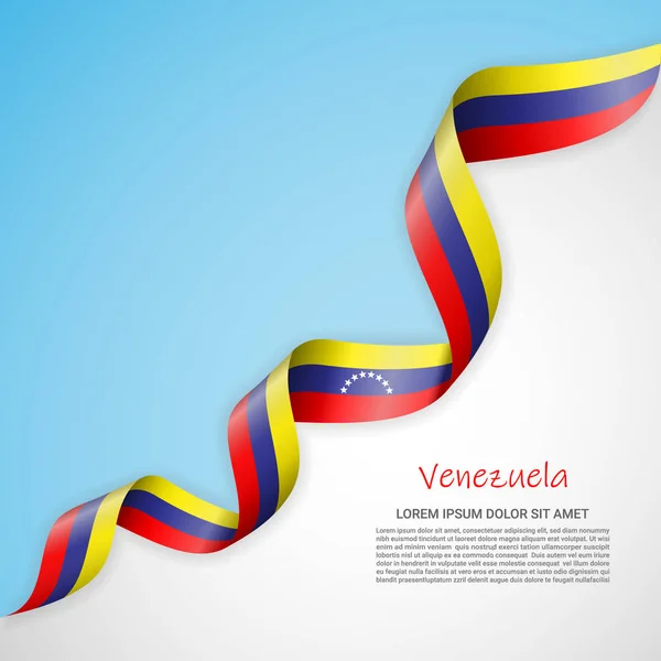 흰색과 파란색 색상에 베네수엘라의 국기를 흔들며 리본 벡터 배너. 포스터 디자인, 브로슈어, 인쇄 된 자료, 로고, 독립 기념일에 대 한 서식 파일. — 스톡 벡터