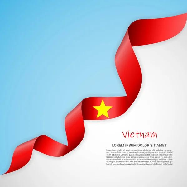 Bannière vectorielle aux couleurs blanches et bleues et ruban d'agitation avec drapeau du Vietnam. Modèle pour la conception d'affiches, brochures, documents imprimés, logos, fête de l'indépendance . — Image vectorielle