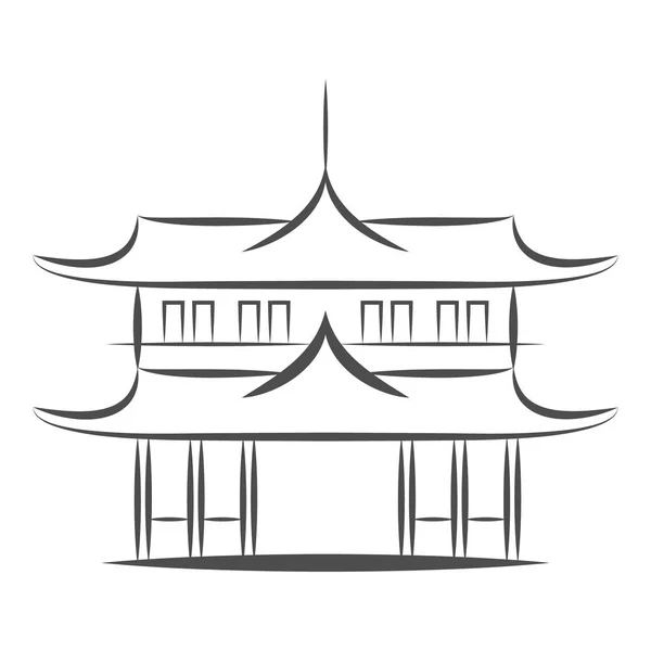 Icono de vector de construcción de pagoda chino o japonés. Signo plano para concepto móvil y diseño web. Icono de glifo de arquitectura de templo asiático. Símbolo de viaje, ilustración del logotipo. Pixel gráficos vectoriales perfectos — Archivo Imágenes Vectoriales