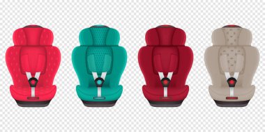 Renklerde araba koltuğu simgeleri Modern set. Değiştirilebilir koleksiyon. Vektör çizimi.