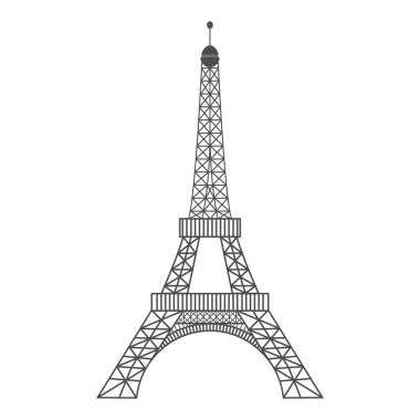 Modern vektör Illustration Eyfel Kulesi. Siyah vektör çizim. Romantik sembol Fransa. Paris kabataslak görüntü. Gezi kavramı. Eyfel Kulesi Simgesel Yapı.