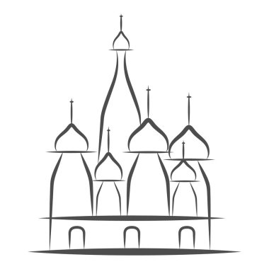 St Basil s Katedrali, Kızıl Meydan, Moskova, Rusya. Vektör çizim,
