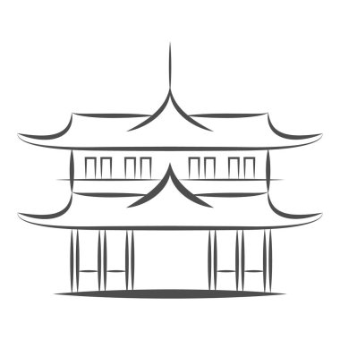 Çince veya Japonca Pagoda vektör simge oluşturma. Mobil kavramı ve web tasarım için düz işaret. Asya tapınak mimarisi glif simgesi. Seyahat sembolü, logo illüstrasyon. Piksel mükemmel vektör grafikleri