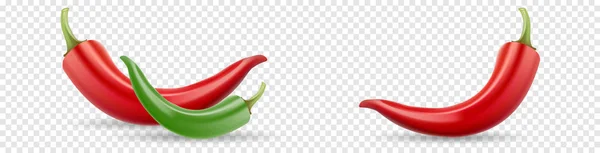 Κόκκινο και πράσινο πιπέρι. Τσίλι πιπεριά. Απεικόνιση διανυσματικού πλαισίου σε διαφανές φόντο — Διανυσματικό Αρχείο