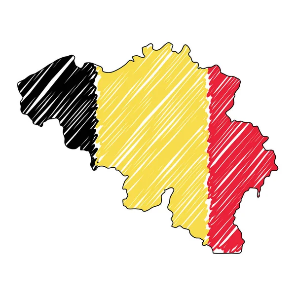 Belgium Térkép kézzel rajzolt vázlatot. Vektor koncepció illusztráció zászló, gyermek rajz, irkál Térkép. Ország Térkép infographic, prospektusok és prezentációk elszigetelt fehér alapon. Vektor — Stock Vector