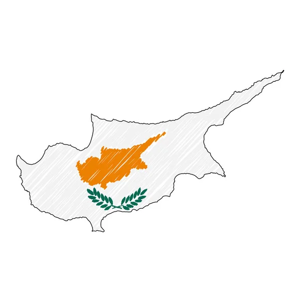 Кипрская карта нарисовала эскиз. Векторная концепция иллюстрации флага, детский рисунок, каракули карты. Карта страны для инфографики, брошюр и презентаций выделена на белом фоне. Вектор — стоковый вектор