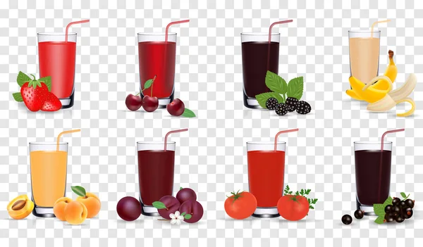 Set of tasty fresh squeezed juices. Vector illustration — Stock Vector