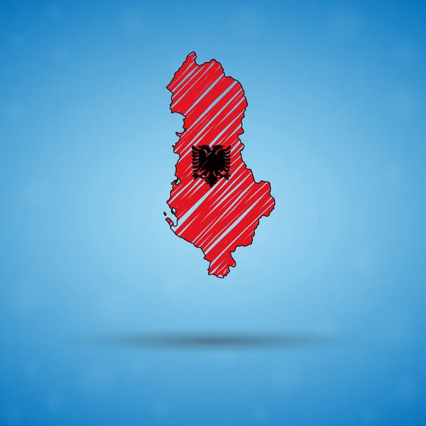 Scribble térképe Albánia. Vázlat ország Térkép infographic, prospektusok és előadások, stilizált vázlatot térképe Albánia. Vektoros illusztráció — Stock Vector