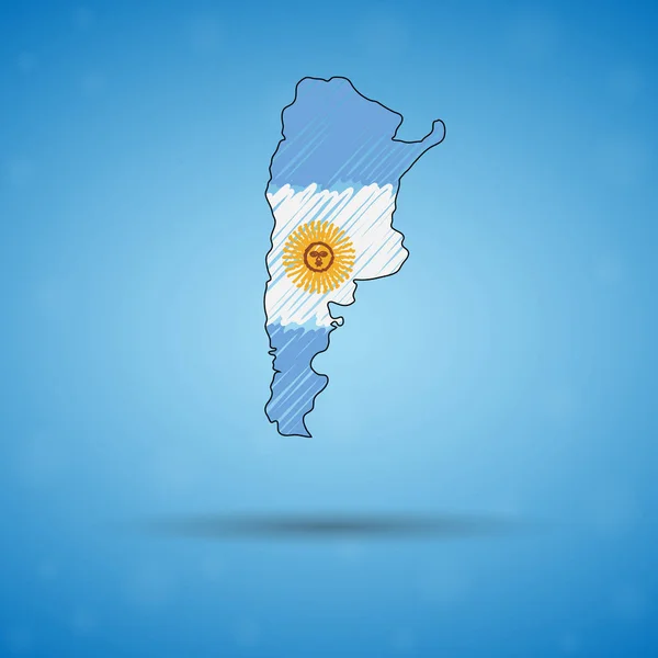 アルゼンチンの落書きマップ。インフォグラフィック、パンフレットやプレゼンテーションのためのスケッチカントリーマップ、アルゼンチンの様式化されたスケッチマップ。ベクトルイラスト — ストックベクタ