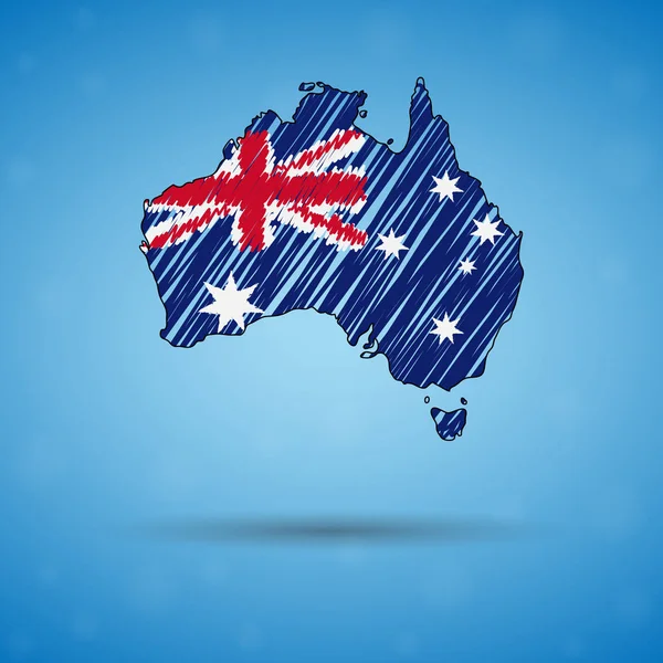 Avustralya karalama haritası. Bilgi grafiği, broşürler ve sunumlar için Kroki Ülke haritası, Avustralya Stilize kroki haritası. Vektör çizimi — Stok Vektör