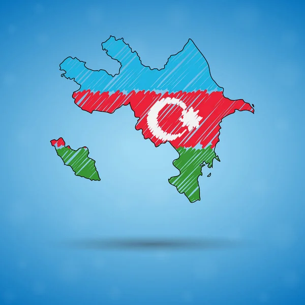 Scribble mapa de Azerbaiyán. Bosquejo Mapa de país para infografía, folletos y presentaciones, Bosquejo estilizado mapa de Azerbaiyán. Ilustración vectorial — Vector de stock