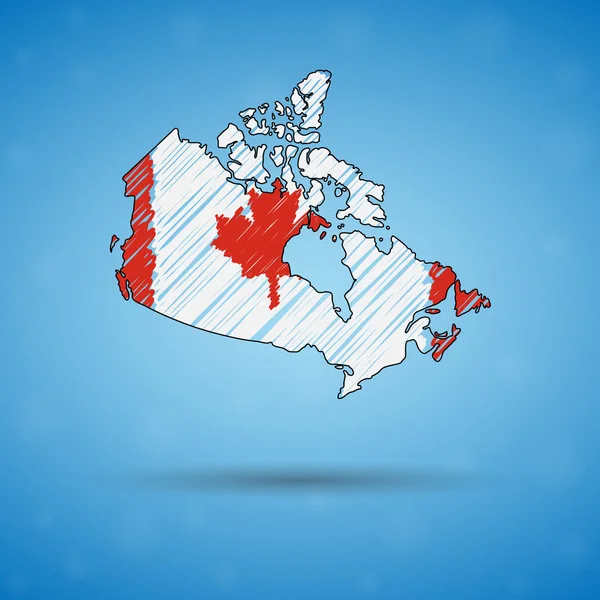 Mappa Scribble del Canada. Sketch Mappa del paese per infografica, opuscoli e presentazioni, Schizzo stilizzato mappa del Canada. Illustrazione vettoriale — Vettoriale Stock