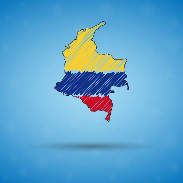 Mapa de garabatos de Colombia. Sketch Mapa de país para infografía, folletos y presentaciones, Mapa de bosquejos estilizado de Colombia. Ilustración vectorial — Archivo Imágenes Vectoriales