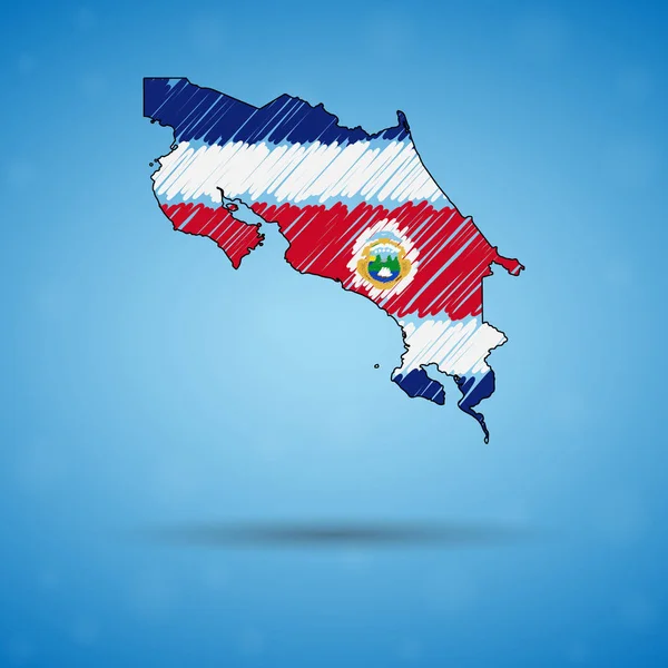 Ο Χάρτης του σσκριμ της Κόστα Ρίκα. Σχεδιάστε το χάρτη της χώρας για το πληροφοριακό γραφικό, φυλλάδια και παρουσιάσεις, στυλιζαρισμένο χάρτη της Κόστα Ρίκα. Απεικόνιση διανυσματικών φορέων — Διανυσματικό Αρχείο