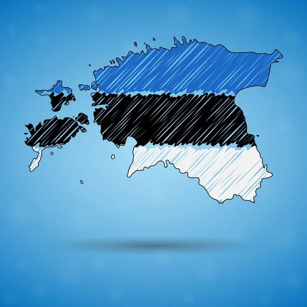 Scribble térképe Észtország. Vázlat ország Térkép infographic, brosúrák és bemutatók, stilizált vázlat térképe Észtország. Vektoros illusztráció — Stock Vector