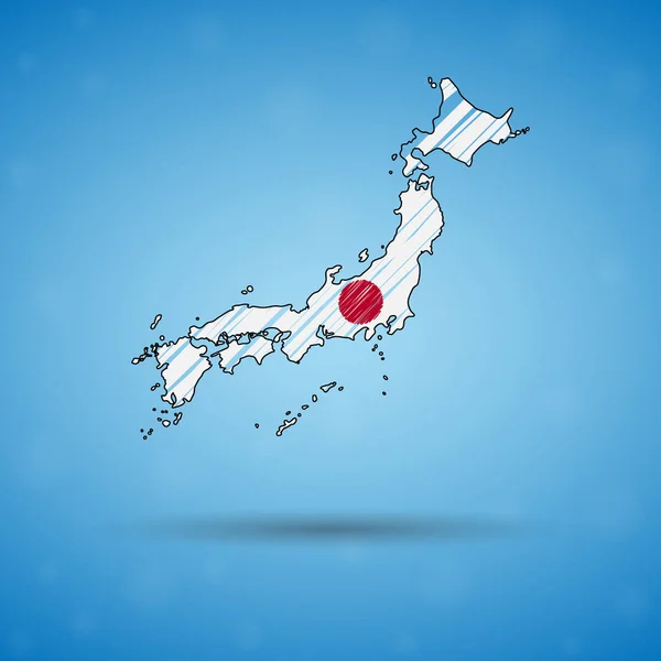 Scribble térképe Japánban. Vázlat ország Térkép infographic, prospektusok és előadások, stilizált vázlat Térkép Japán. Vektoros illusztráció — Stock Vector