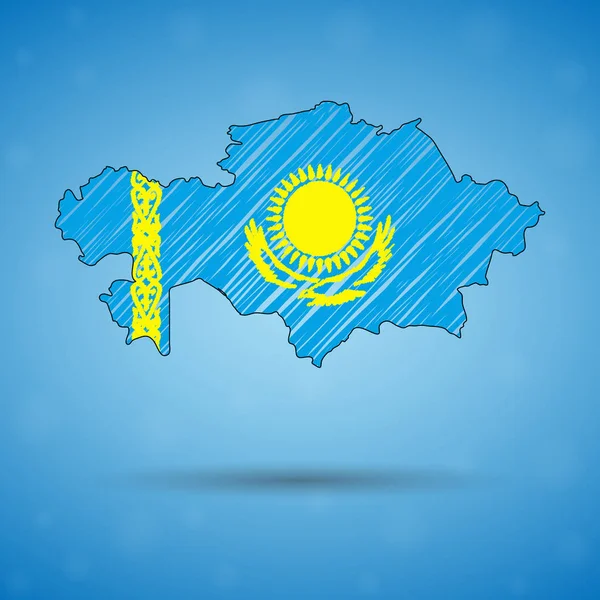 Scribble kaart van Kazachstan. Schets landkaart voor infographic, brochures en presentaties, gestileerde schets kaart van Kazachstan. Vector illustratie — Stockvector