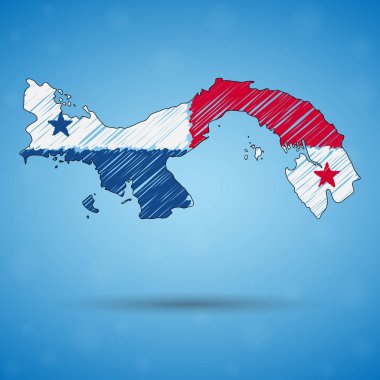 Panama'nın karalama haritası. Bilgi grafiği, broşürler ve sunumlar için Kroki Ülke haritası, Panama Stilize kroki haritası. Vektör çizimi