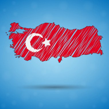 Karalama Türkiye haritası. Bilgi grafiği, broşür ler ve sunumlar için Kroki Ülke haritası, Türkiye'nin stilize kroki haritası. Vektör çizimi